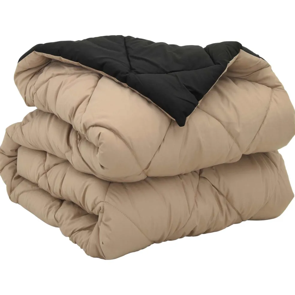 vidaXL Vol jaar dekbed Zwart en Taupe 135 x 200 cm Microfiber
