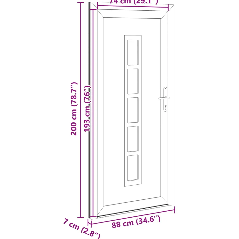 vidaXL Voordeur Antracietkleurig 88 x 200 cm PVC