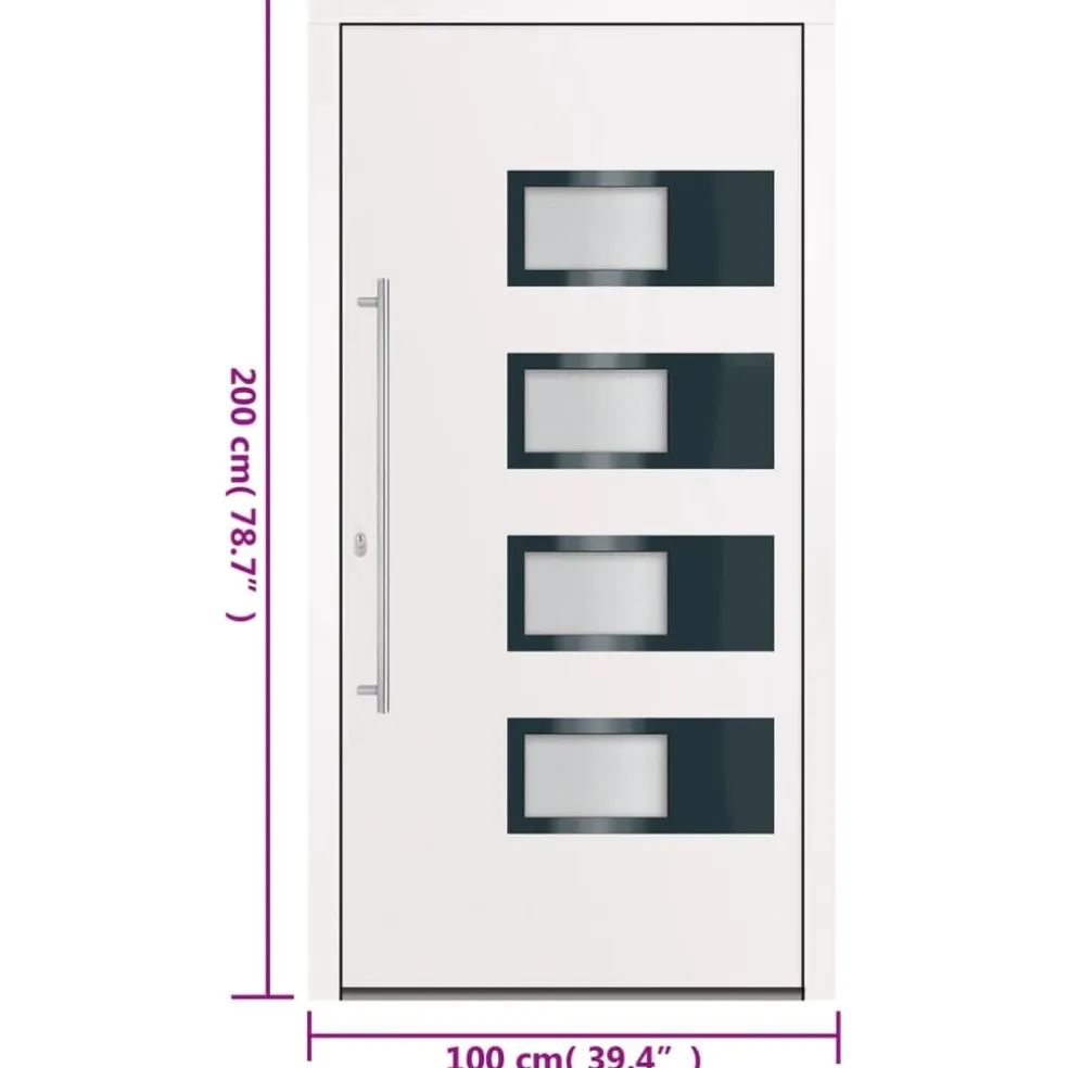 vidaXL Voordeur 100x200 cm aluminium en PVC wit