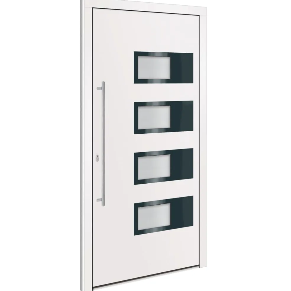 vidaXL Voordeur 100x200 cm aluminium en PVC wit