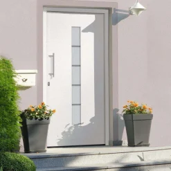 vidaXL Voordeur 100x200 cm aluminium en PVC wit
