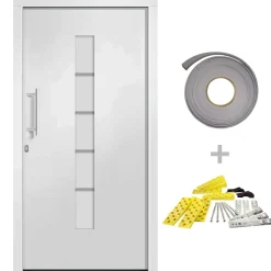 vidaXL Voordeur 100x200 cm aluminium en PVC wit
