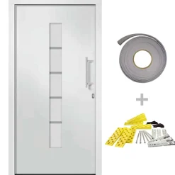 vidaXL Voordeur 100x200 cm aluminium en PVC wit