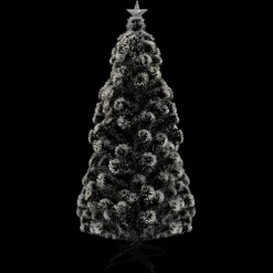 vidaXL Voorverlichte kerstboom met standaard en LED 150 cm glasvezel