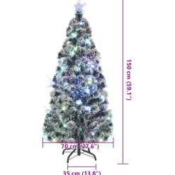 vidaXL Voorverlichte kerstboom met standaard en LED 150 cm glasvezel
