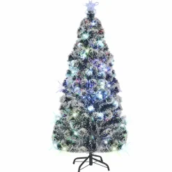 vidaXL Voorverlichte kerstboom met standaard en LED 150 cm glasvezel