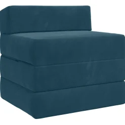 vidaXL Vouwbare Bankbed Blauw 200 x 70 x 15 cm Fluweel