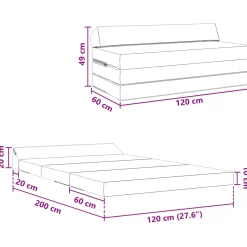vidaXL Vouwbare Bankbed Crèmekleurig 120 x 60 x 49 cm Stof