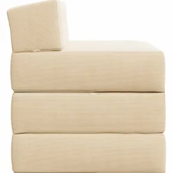 vidaXL Vouwbare Bankbed Crèmekleurig 200 x 70 x 15 cm Katoen Stof