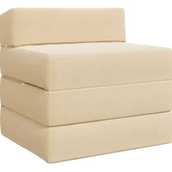 vidaXL Vouwbare Bankbed Crèmekleurig 200 x 70 x 15 cm Katoen Stof