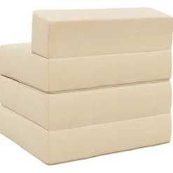 vidaXL Vouwbare Bankbed Crèmekleurig 200 x 70 x 15 cm Katoen Stof