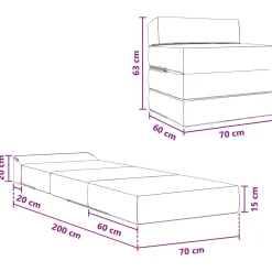 vidaXL Vouwbare Bankbed Crèmekleurig 200 x 70 x 15 cm Katoen Stof