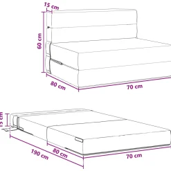 vidaXL Vouwbare Bankbed Donkergrijs 70 x 80 x 60 cm Stof