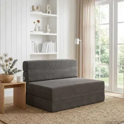 vidaXL Vouwbare Bankbed Donkergrijs 70 x 80 x 60 cm Stof