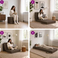 vidaXL Vouwbare Bankbed 75 x 63 x 45 cm Taupe
