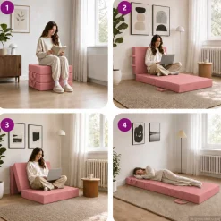 vidaXL Vouwbare Bankbed 75 x 63 x 45 cm Roze