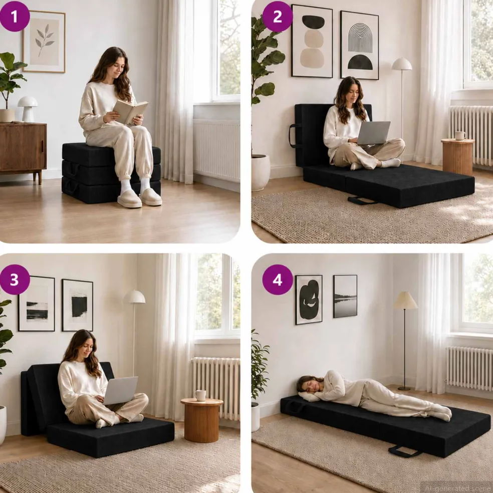 vidaXL Vouwbare Bankbed 75 x 63 x 45 cm Zwart