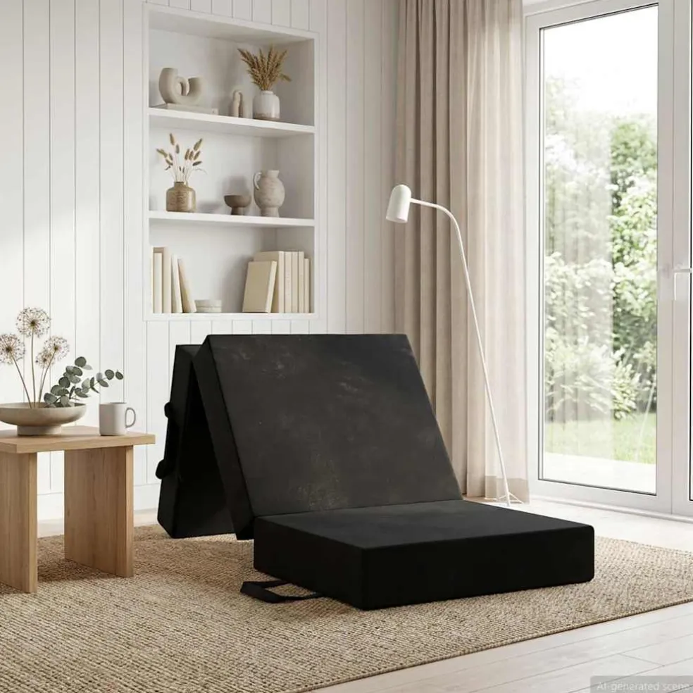 vidaXL Vouwbare Bankbed 75 x 63 x 45 cm Zwart
