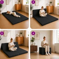 vidaXL Vouwbare Bankbed 140 x 67 x 15 cm Zwart