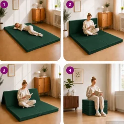 vidaXL Vouwbare Bankbed 140 x 67 x 15 cm Donkergroen
