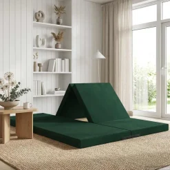 vidaXL Vouwbare Bankbed 140 x 67 x 15 cm Donkergroen