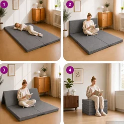 vidaXL Vouwbare Bankbed 140 x 67 x 15 cm Lichtgrijs