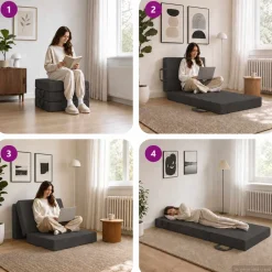 vidaXL Vouwbare Bankbed 75 x 63 x 45 cm Donkergroen