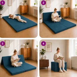 vidaXL Vouwbare Bankbed 140 x 67 x 15 cm Blauw