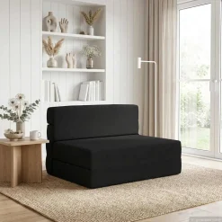 vidaXL Vouwbare Bankbed Zwart 70 x 72 x 60 cm Stof