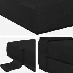 vidaXL Vouwbare Bankbed Zwart 70 x 72 x 60 cm Stof