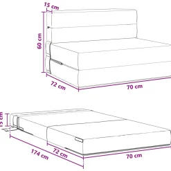 vidaXL Vouwbare Bankbed Zwart 70 x 72 x 60 cm Stof