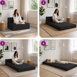 vidaXL Vouwbare Bankbed Zwart 70 x 72 x 60 cm Stof