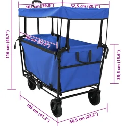 vidaXL Vouwbare winkelwagentje met remmen Zwart 105 x 56,5 x 116 cm
