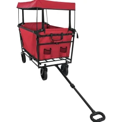 vidaXL Vouwbare winkelwagentje met remmen Rood 105 x 56,5 x 116 cm