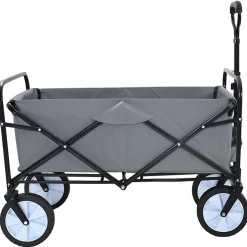 vidaXL Vouwbare winkelwagentje met remmen Grijs 94 x 53 x 99 cm