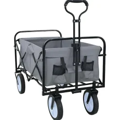 vidaXL Vouwbare winkelwagentje met remmen Grijs 94 x 53 x 99 cm