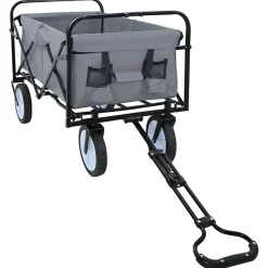 vidaXL Vouwbare winkelwagentje met remmen Grijs 94 x 53 x 99 cm