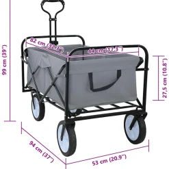 vidaXL Vouwbare winkelwagentje met remmen Grijs 94 x 53 x 99 cm