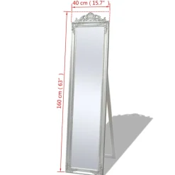 vidaXL Vrijstaande spiegel Barok 160x40cm zilver