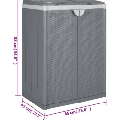 vidaXL Vuilnisbak met 2 deuren 65x45x88 cm PP grijs