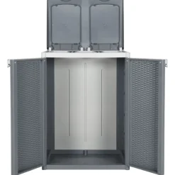 vidaXL Vuilnisbak met 2 deuren 65x45x88 cm PP grijs