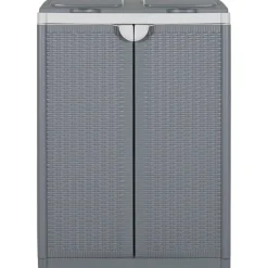 vidaXL Vuilnisbak met 2 deuren 65x45x88 cm PP grijs
