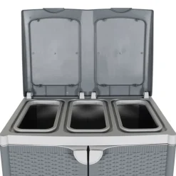 vidaXL Vuilnisbak met 2 deuren 65x45x88 cm PP grijs