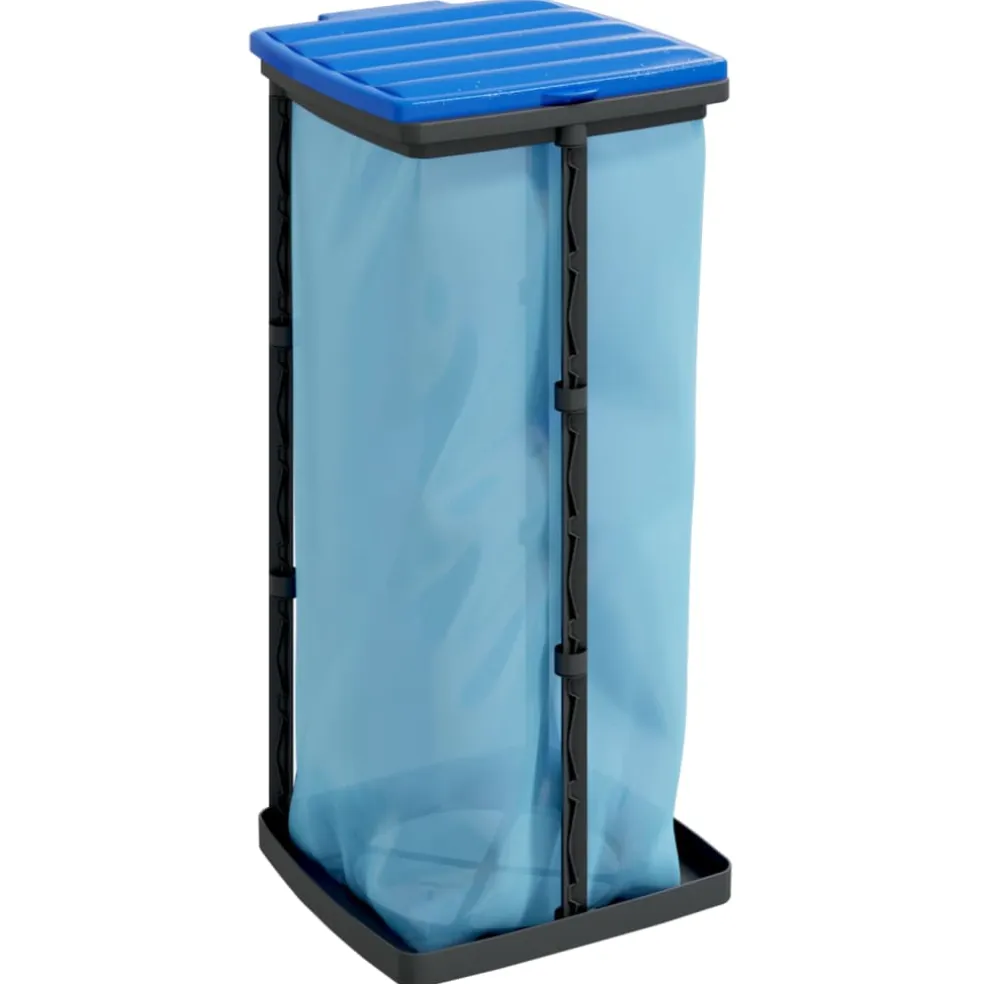 vidaXL Vuilniszakhouders 2 st 60 L PP zwart en blauw