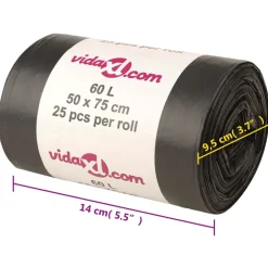 vidaXL Vuilniszakken 250 st 60 l zwart