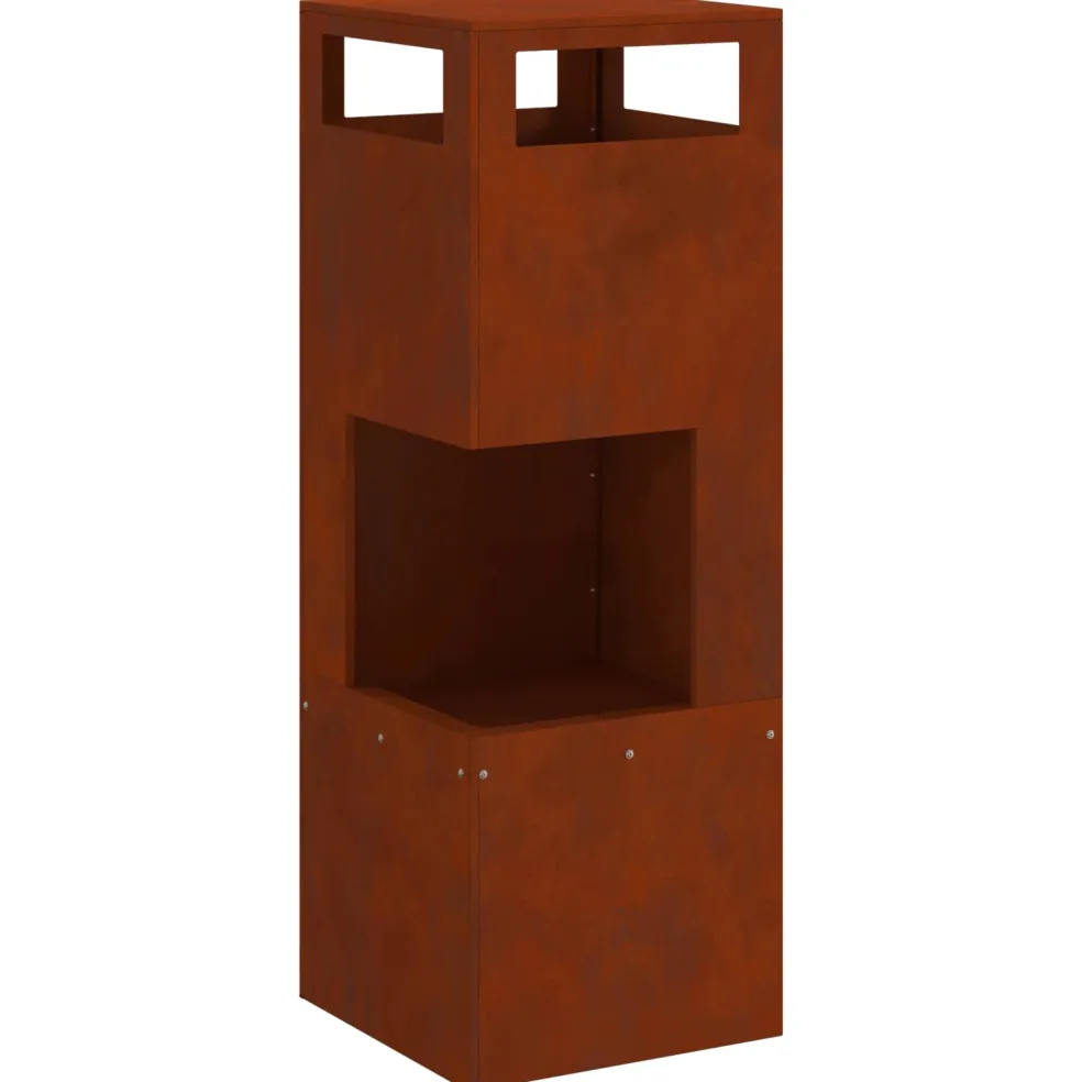 vidaXL Vuurkom Bruin 35 x 35 x 100 cm weervast staal