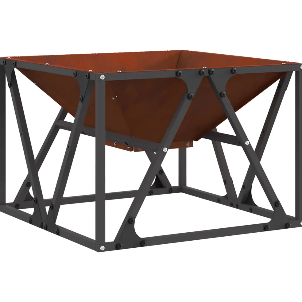 vidaXL Vuurkom Roestig 50 x 50 x 35 cm weervast staal