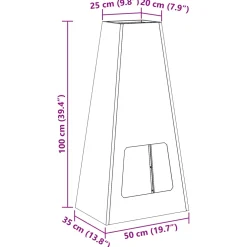 vidaXL Vuurkom Roestkleurig 50 x 35 x 100 cm weervast staal