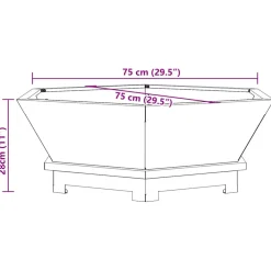 vidaXL Vuurkom Roestkleurig 75 x 75 x 28 cm