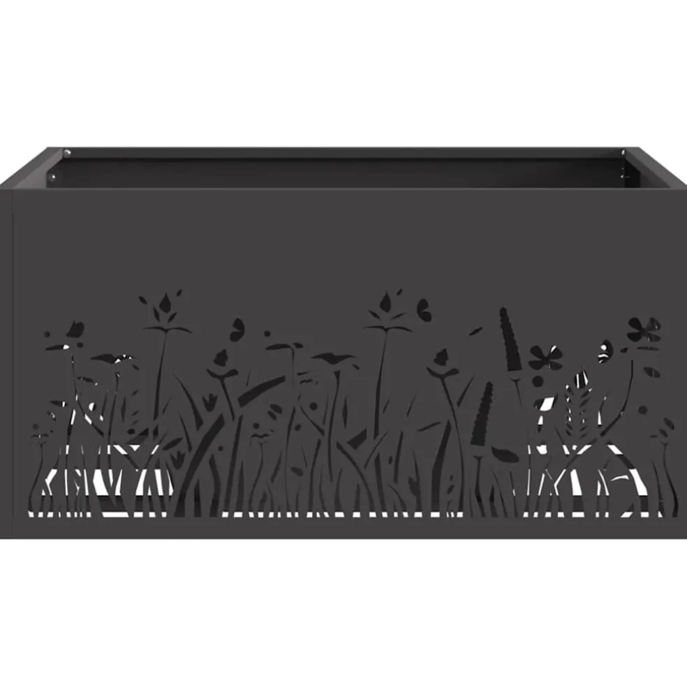 vidaXL Vuurkom Zwart 60 x 60 x 30 cm weervast staal